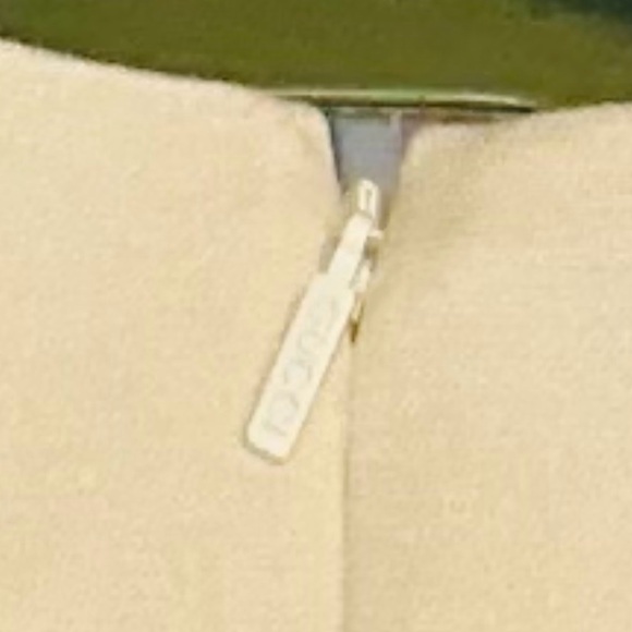 Gucci Red, Crème and Black Asymmetrical Dress with Gucci ivory dress cover. - Picture 15 of 15